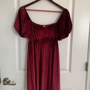 Elegant Burgundy Off-Shoulder Dress